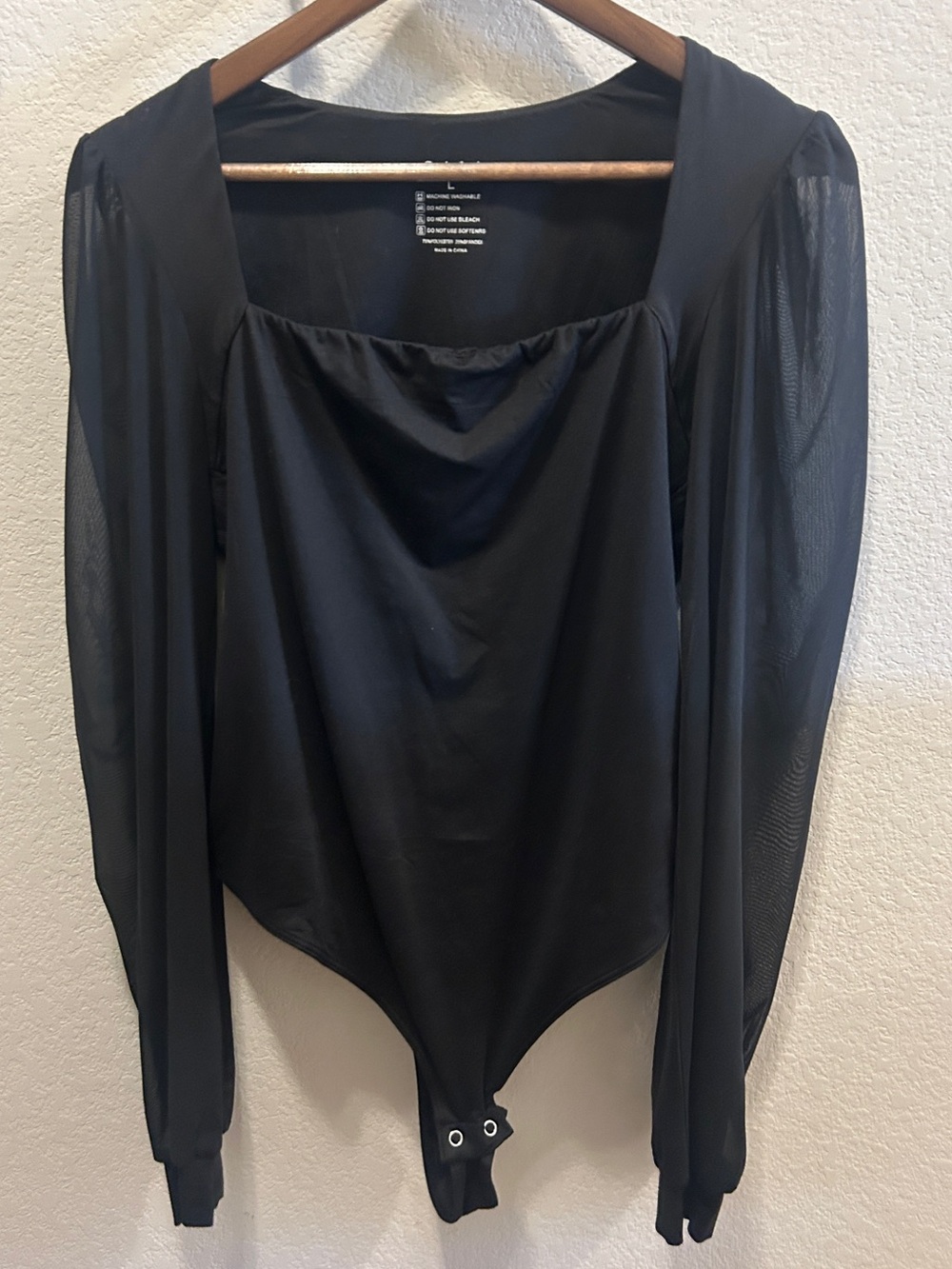 Black Mesh Sleeve Bodysuit